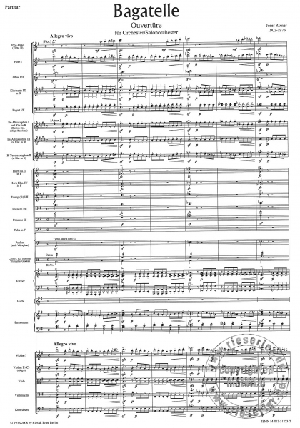 Bagatelle - Ouvertüre für Orchester / Salonorchester / Tanzorchester (Partitur)