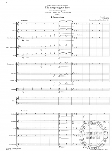 Die Entsprungene Insel op. 14 - Operette für Soli, Chor und Orchester