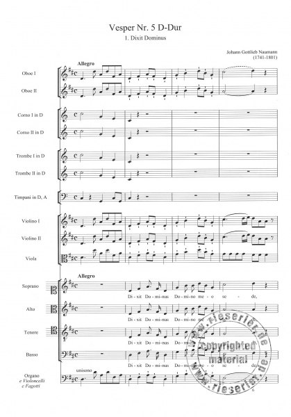Vesper Nr. 5 D-Dur für Soli, Chor und Orchester