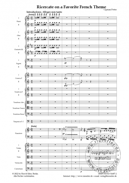 Ricercate on a Favorite French Theme für Klavier und Orchester (LM)