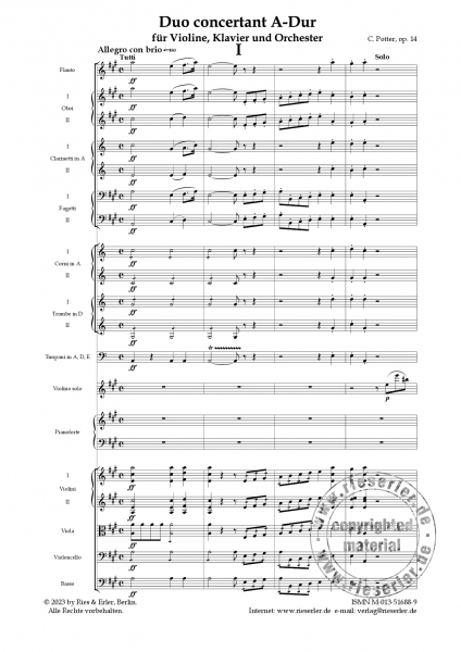 Duo concertant für Violine, Klavier und Orchester A-Dur op. 14