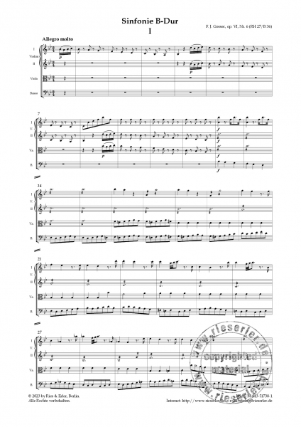Sinfonie B-Dur op. VI Nr. 6 RH 27 / B 36