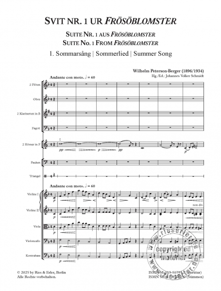 Suite Nr. 1 aus Frösöblomster für kleines Orchester