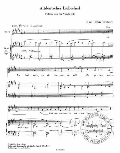 Altdeutsches Liebeslied für Gesang und Klavier