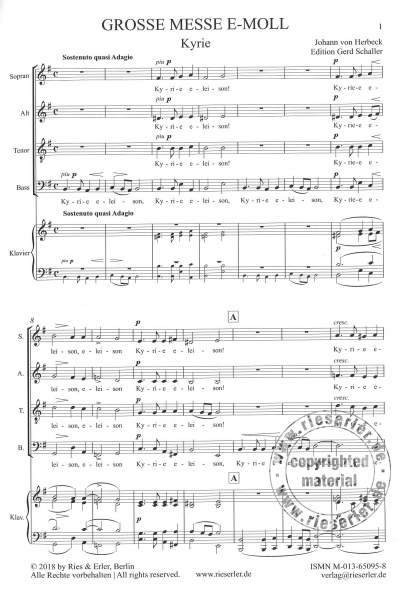Große Messe e-moll für Chor, Orgel und Orchester - Klavierauszug