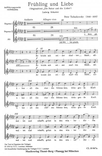 Frühling und Liebe - Chor-Partitur
