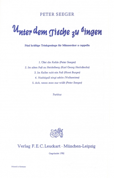 Unter dem Tische zu singen - Partitur