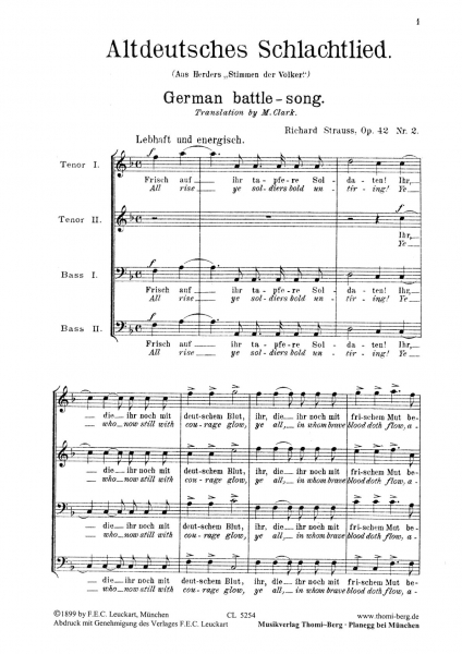 Altdeutsches Schlachtlied op. 42 Nr. 2