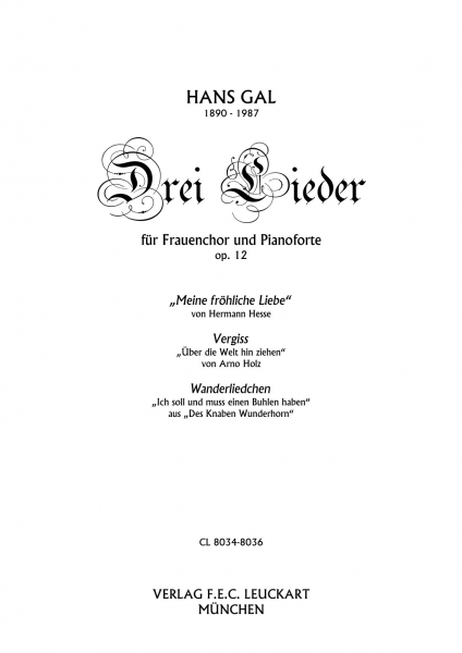 Drei Lieder für Frauenchor und Pianoforte op. 12