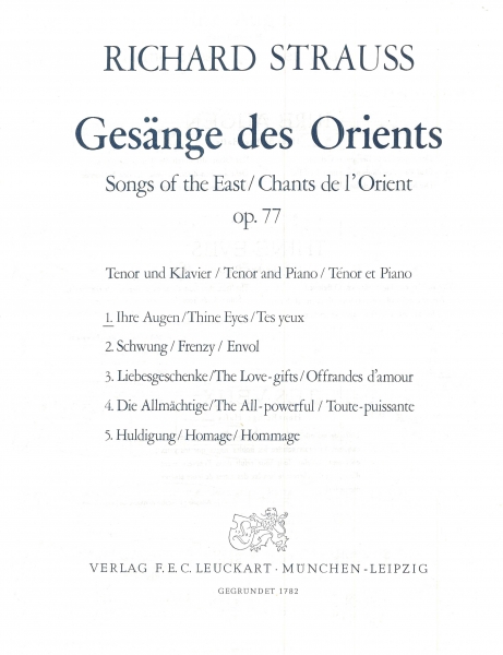 Gesänge des Orients 1. Ihre Augen op. 77 Nr. 1
