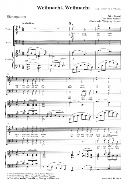 Weihnacht, Weihnacht (Männerchor-Klavierpartitur)