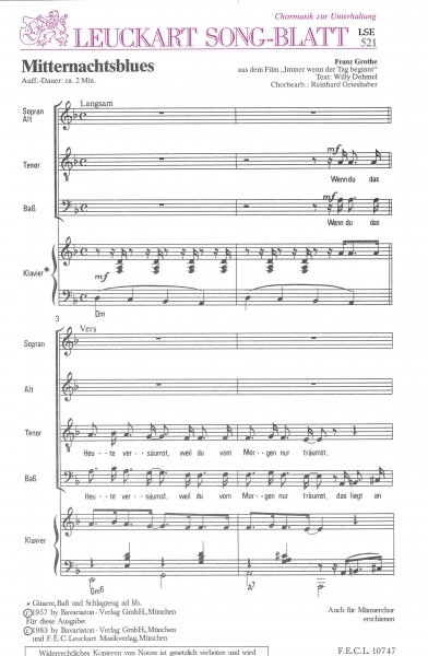 Mitternachtsblues (Gem. Chor-Chorpartitur)