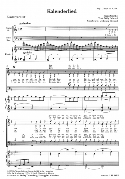 Kalenderlied (Gem.Chor-Klavierpartitur)