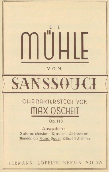 Die Mühle von Sanssouci - Charakterstück für Mandolinen-Quartett