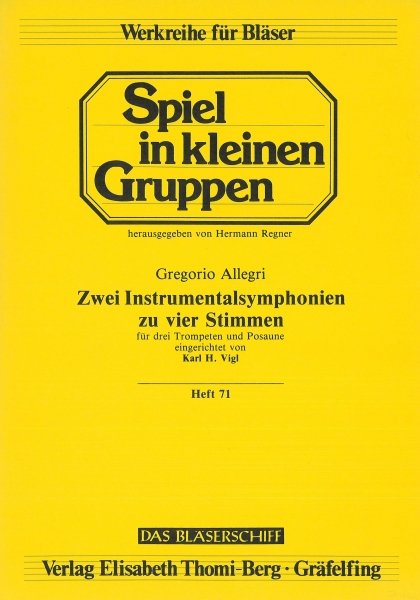 Zwei Instrumentalsymphonien zu vier Stimmen