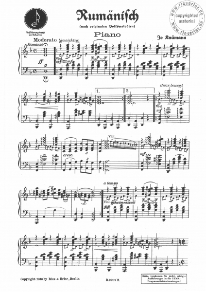 Rumänisch für Violine und Klavier (pdf-Download)