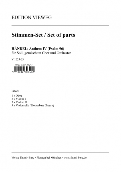 Anthem IV, Psalm 96 (Stimmen-Set)