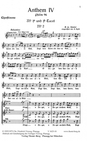 Anthem IV, Psalm 96 Singpartitur (Soli)