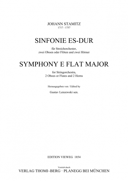 Sinfonie Es-Dur für Streicher, 2 Oboen, 2 Hörner (Partitur)