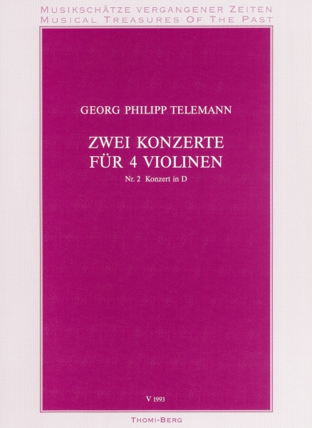 Zwei Konzerte für 4 Violinen Nr. 2 D-Dur (Partitur mit Stimmensatz)