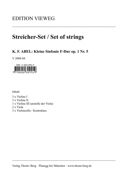 Kleine Sinfonie F-Dur op. 1 Nr. 5 (Streicher-Set)
