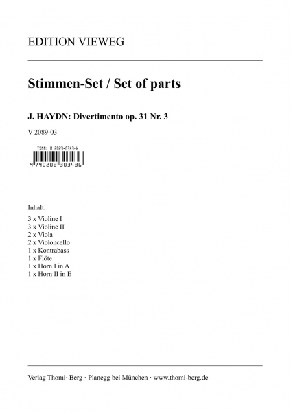 Divertimento op. 31 Nr. 3 (Stimmen-Set)