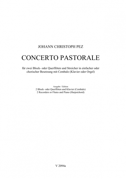 Concerto pastorale F-Dur (2 Block- oder Querflöten und Klavier)