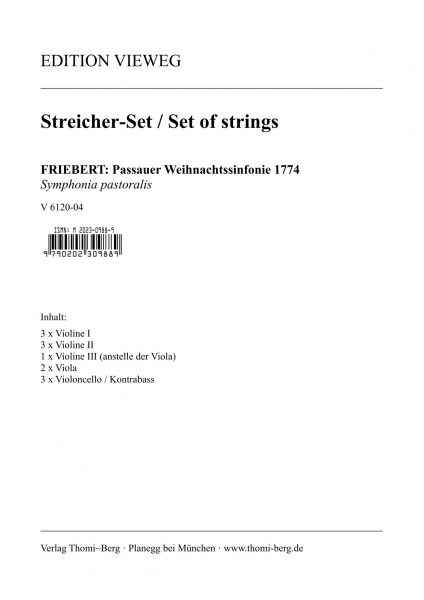Passauer Weihnachtssinfonie (1774) (Streicher-Set)