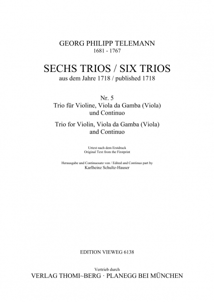 Sechs Trios aus dem Jahre 1718 - Nr. 5 g-moll