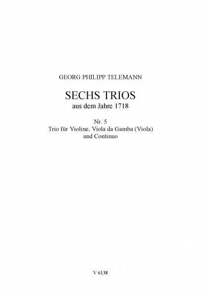 Trio für Violine, Viola da Gamba (Viola) und Continuo, Nr. 5