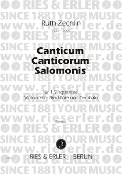 Canticum Canticorum Salomonis für 1 Singstimme, Violoncello, Blockflöte und Cembalo