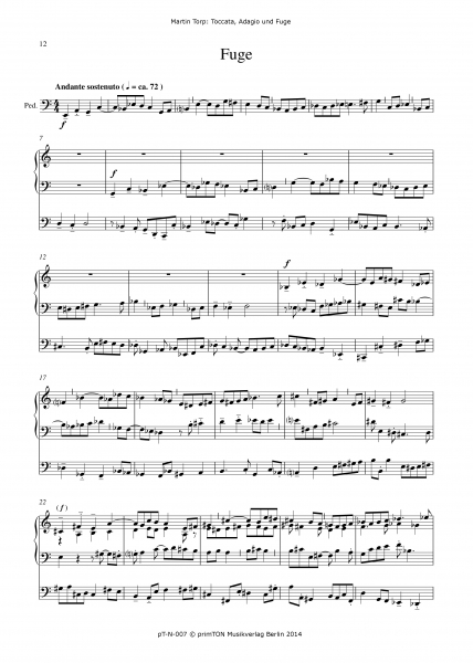 Toccata, Adagio und Fuge für Orgel solo