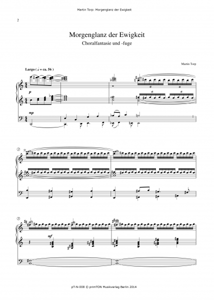 Morgenglanz der Ewigkeit für Orgel solo