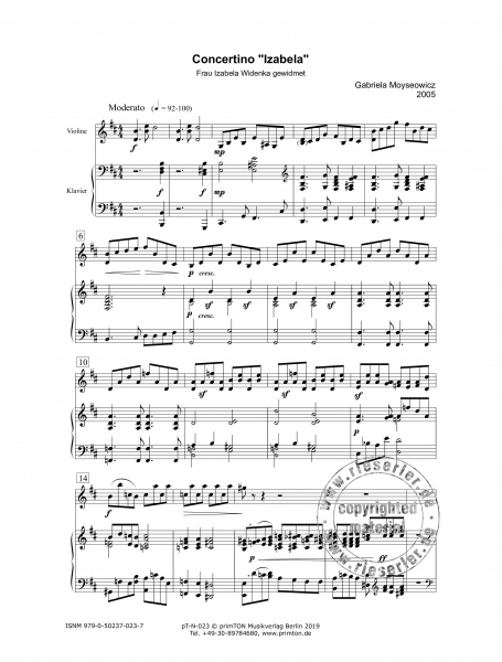 Concertino "Izabela" für Violine und Klavier
