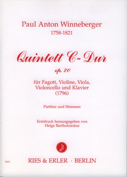 Quintett C-Dur op. 20 für Fagott, Violine, Viola, Violoncello und Klavier